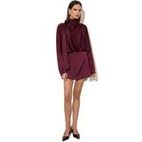 DeFacto Yarasa Kol Saten Mini Elbise, 38, G9529AX26SP, Bordo-BR210, Kadın