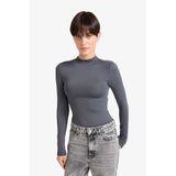 DeFacto Yarım Balıkçı Yaka Uzun Kollu Çıtçıtlı Body Antrasit, M, F9242AX25AU, Antrasit-AR58, Kadın