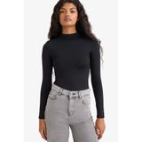 DeFacto Yarım Balıkçı Yaka Uzun Kollu Çıtçıtlı Body, S, F9242AX25AU, Siyah-BK27, Kadın