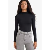 DeFacto Yarım Balıkçı Yaka Uzun Kollu Çıtçıtlı Body, XS, F9242AX25AU, Siyah-BK27, Kadın