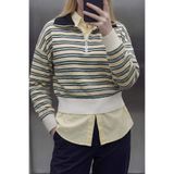 DeFacto Yarım Fermuarlı Çizgili Sweatshirt, XS, G9463AX26SP, Bej-BG758, kadın