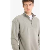 DeFacto Yarım Fermuarlı Polar Sweatshirt E8632AX25WN - Gri-GR169 - Dropsuz - 2XL