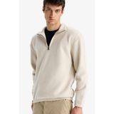 DeFacto Yarım Fermuarlı Polar Sweatshirt, L, E8632AX, STONE, erkek