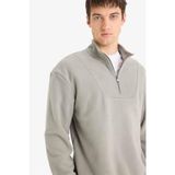 DeFacto Yarım Fermuarlı Polar Sweatshirt, M, E8632AX25WN, Gri-GR169, erkek