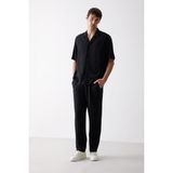 DeFacto Yazlık Viskon Regular Fit Keten Karışımlı Düz Paça Cepli Jogger Pantolon B4867AX25SM - Siyah-BK81 - 28
