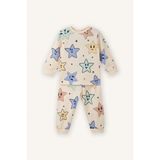 DeFacto Yıldız Desenli 2'li Pijama Takımı Erkek Bebek G8845A526SP - Ekru-ER42 - 5 - 6 Yaş