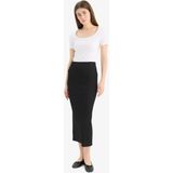 DeFacto Yüksek Bel Penye Astar Fitilli Midi Etek C4497AX25SP - Siyah-BK81 - 2XL