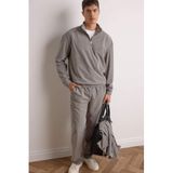 DeFacto Yumuşak Tuşe Boxy Fit Kadife Sweatshirt, M, E9364AX25AU, Gri-GR454, erkek