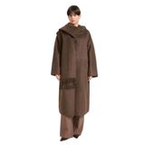 DeFacto Yün Karışımlı Çıkarılabilir Atkılı Relax Fit Uzun Kaşe Kaban, XL, Relax Fit Uzun Kaşe Kaban, Kahve-BN530, Kadın