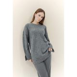 Defacto Yün Karışımlı Loose Fit Bisiklet Yaka Triko Kazak Tunik F4547ax25wngr76 Gri-gr76