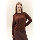 DeFacto Yün Karışımlı Regular Fit Bisiklet Yaka Triko Tunik, 2XL, G5867AX25WN, Kahve-BN320, Kadın