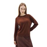 DeFacto Yün Karışımlı Regular Fit Bisiklet Yaka Triko Tunik, S, G5867AX25WN, Kahve-BN320, Kadın