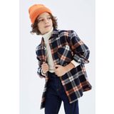 DeFacto Z1000A623SP Oversize Fit Polo Yaka Flanel Uzun Kollu Erkek Çocuk Gömlek