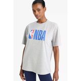 Defacto Z3128 Gri Defactofit Nba Wordmark Boxy Fit Bisiklet Yaka Kısa Kollu Tişört