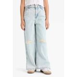 Defacto Z4708 Mavi Kız Çocuk Wide Leg Yırtık Detaylı Geniş Paça Jean Pantolon