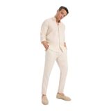 DeFacto%100 Keten Normal Kesim Crop Duble Paça Yazlık Kumaş Pantolon, 30, C1826AX25SMBG106-218052, Bej, Erkek