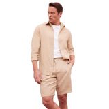 DeFacto%100 Keten Regular Fit Polo Yaka Yazlık Uzun Kollu Gömlek, M, D9925AX25SP, Bej-BG732, Erkek