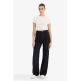 DeFacto%100 Pamuk 90's Wide Leg Yüksek Bel Jean Pantolon, 34, E9125AX26SP, Siyah, Kadın