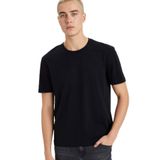 DeFacto%100 Pamuk Ağır Kumaş Regular Fit Bisiklet Yaka Kısa Kollu Tişört, S, D5481AX25SP, Siyah-BK81, Erkek