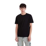 DeFacto%100 Pamuk Ağır Kumaş Regular Fit Bisiklet Yaka Kısa Kollu Tişört, XL, D5481AX25SP, Siyah-BK81, Erkek
