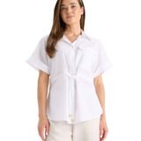 DeFacto%100 Pamuk Bağcıklı Flamlı Gömlek, L, F3416AX25HS, Beyaz-WT79, Kadın