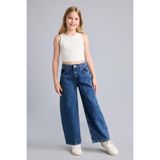 DeFacto%100 Pamuk Baggy Fit Jean Lacivert Pantolon Kız Çocuk H8896A826AU
