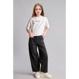 DeFacto%100 Pamuk Baggy Fit Jean Pantolon Kız Çocuk H6245A826AU