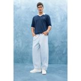 DeFacto%100 Pamuk Barrel Fit Beli Bağcıklı Lastikli Geniş Paça Jean Yıkamalı Pantolon, 28, F8345AX25AU, Mavi-NM63, Erkek