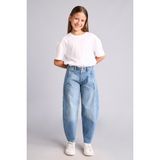 DeFacto%100 Pamuk Barrel Fit Jean Pantolon Kız Çocuk H9896A826AU