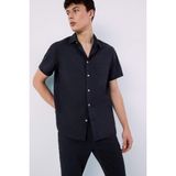 DeFacto%100 Pamuk Basic Polo Yaka Kısa Kollu Gömlek, M, D7551AX25SP, Antrasit-AR190, Erkek