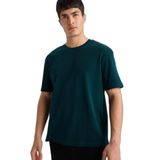 DeFacto%100 Pamuk Basic Tişört, L, E7961AX26SP, Yeşil-GN465, Erkek