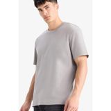 DeFacto%100 Pamuk Basic Tişört Regular Fit Bisiklet Yaka Kısa Kollu, XS, E7961AX25AU, Gri-GR198, Erkek