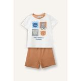 DeFacto%100 Pamuk Baskılı Kısa Kollu Üst Şort Alt 2'li Pijama Takımı Erkek Bebek H5395A526HS