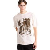 DeFacto%100 Pamuk Boxy Fit Baskılı Tişört, 2XL, F8668AX26SP, Ekru-ER105, Erkek