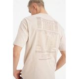DeFacto%100 Pamuk Boxy Fit Baskılı Tişört, S, F8030AX26SP, Bej-BG74, Erkek