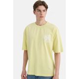 DeFacto%100 Pamuk Boxy Fit Baskılı Tişört, S, F8149AX26SP, Yeşil-GN656, Erkek