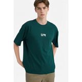 DeFacto%100 Pamuk Boxy Fit Baskılı Tişört, S, F8155AX26SP, Yeşil-GN465, Erkek
