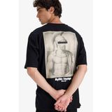 DeFacto%100 Pamuk Boxy Fit Baskılı Tişört, S, F8327AX25AU, Siyah-BK81, Erkek