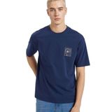 DeFacto%100 Pamuk Boxy Fit Baskılı Tişört, XS, F8026AX26SP, Lacivert-NV241, Erkek