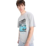 DeFacto%100 Pamuk Boxy Fit Bisiklet Yaka Baskılı Kısa Kollu Tişört, XS, D5586AX25SP, Gri-GR91, Erkek