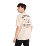 DeFacto%100 Pamuk Boxy Fit Bisiklet Yaka Sırt Baskılı Kısa Kollu Tişört, XS, D5588AX25SP, Bej, Erkek