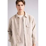 DeFacto%100 Pamuk Boxy Fit Gömlek, L, F7124AX26SP, Bej-BG766, Erkek