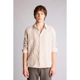 DeFacto%100 Pamuk Boxy Fit Gömlek, L, F8607AX26SP, Bej-BG766, Erkek