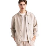 DeFacto%100 Pamuk Boxy Fit Gömlek, S, F7124AX26SP, Bej-BG766, Erkek