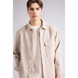 DeFacto%100 Pamuk Boxy Fit Gömlek, XS, F7124AX26SP, Bej, Erkek