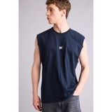 DeFacto%100 Pamuk Boxy Fit Slogan Desenli Bisiklet Yaka Erkek Atlet, XL, H3629AX26SM, Lacivert-NV253
