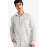 DeFacto%100 Pamuk Çizgili Gömlek, 2XL, D6101AX26SP, Haki-KH422, Erkek