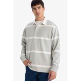 DeFacto%100 Pamuk Çizgili Sweatshirt Yeşil, L, F9832AX26SP, Yeşil-GN1255, erkek