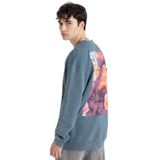 DeFacto%100 Pamuk Comfort Regular Fit Rahat Kalıp Bisiklet Yaka Sırt Baskılı Yıkamalı Soluk Efektli Sweatshirt, L, C1664AX24SP, İndigo-IN212, erkek