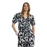 DeFacto%100 Pamuk Desenli Önden Bağlamalı Bluz, XS, F0090AX25SM, Beyaz-WT34, Kadın